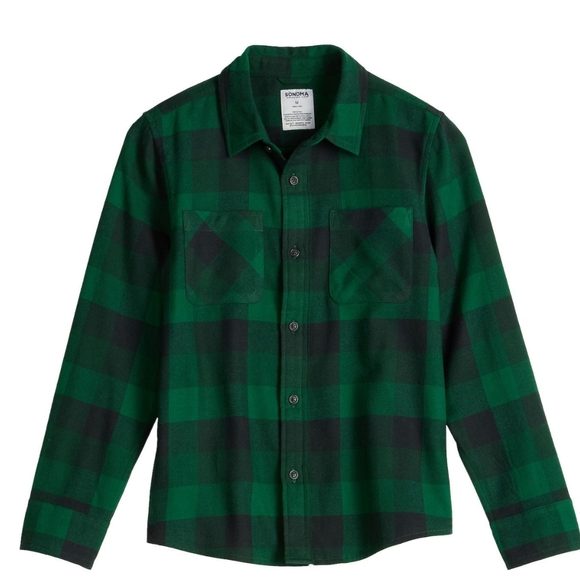 Sonoma Green and Black Plaid Button Down Shirt - Picture 2 of 2